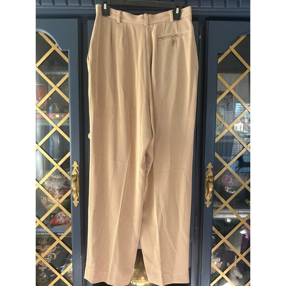 Vintage Emanuel Ungaro Gold Tan Camel Crepe Trousers Pants 10 44 - Picture 3 of 6